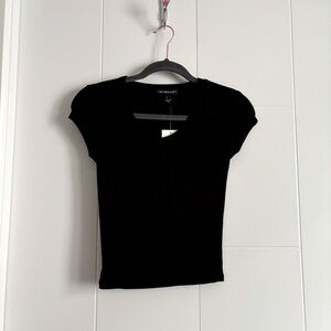 3/$25 Black V-Neck Women's Cap Sleeve Top
